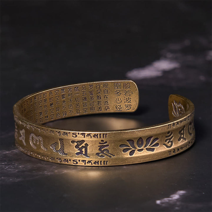 Brazalete de cobre y Buddha Stones , Sutra del corazón, Om Mani Padme Hum, piedra de loto