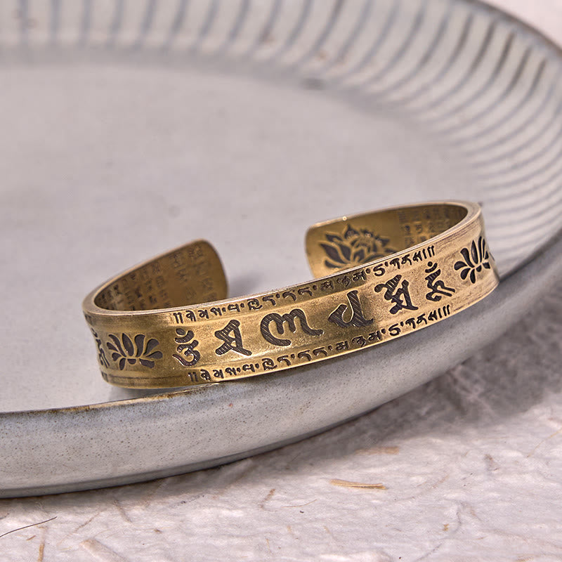 Brazalete de cobre y Buddha Stones , Sutra del corazón, Om Mani Padme Hum, piedra de loto