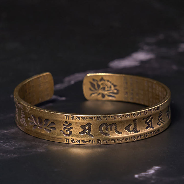 Brazalete de cobre y Buddha Stones , Sutra del corazón, Om Mani Padme Hum, piedra de loto