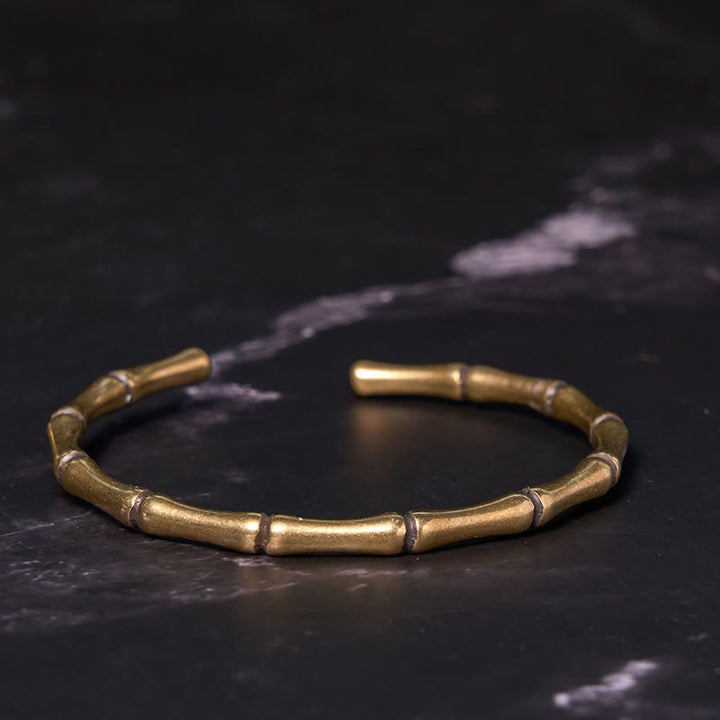 Pulsera de latón, cobre, bambú y Buddha Stones para la suerte y la fuerza