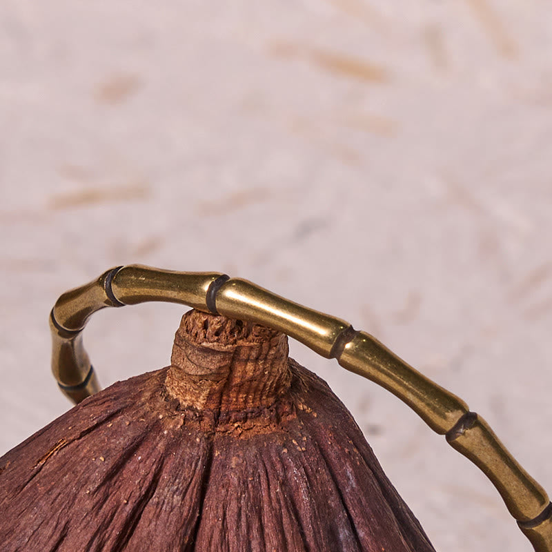 Pulsera de latón, cobre, bambú y Buddha Stones para la suerte y la fuerza
