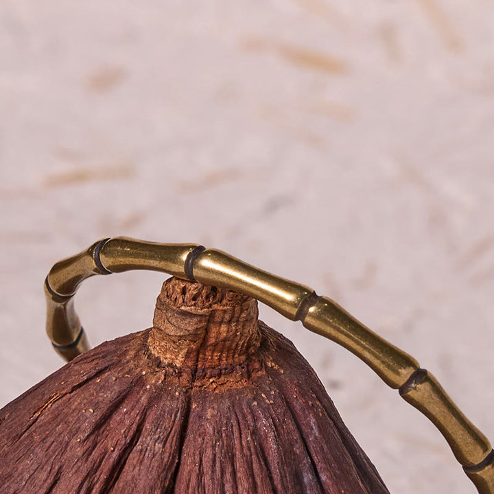 Pulsera de latón, cobre, bambú y Buddha Stones para la suerte y la fuerza