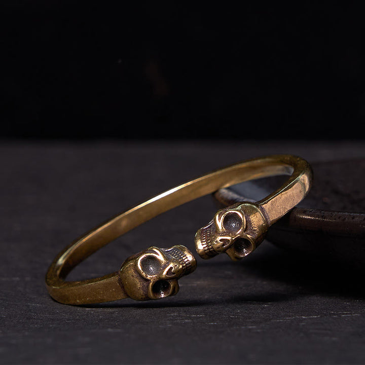 Pulsera brazalete con Buddha Stones, el señor del bosque de cadáveres, cobre, latón, doble calavera, para mantener alejados a los malos espíritus