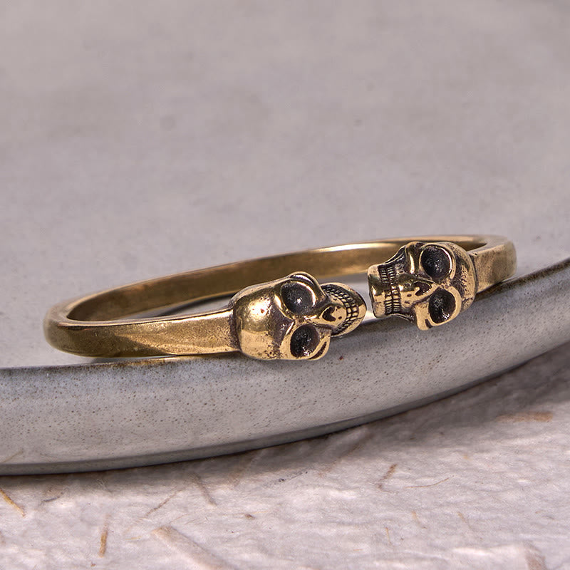 Pulsera brazalete con Buddha Stones, el señor del bosque de cadáveres, cobre, latón, doble calavera, para mantener alejados a los malos espíritus