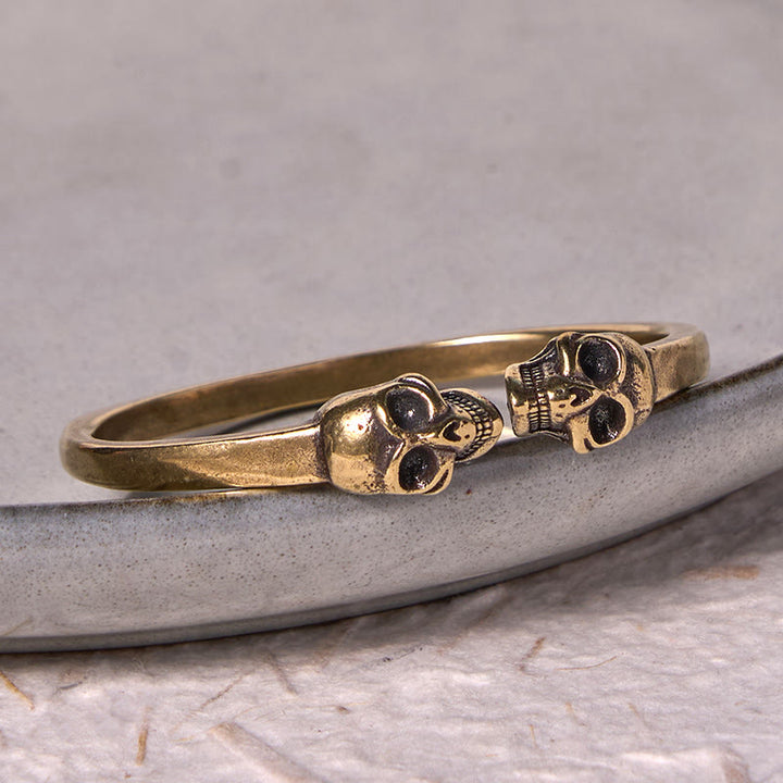 Pulsera brazalete con Buddha Stones, el señor del bosque de cadáveres, cobre, latón, doble calavera, para mantener alejados a los malos espíritus