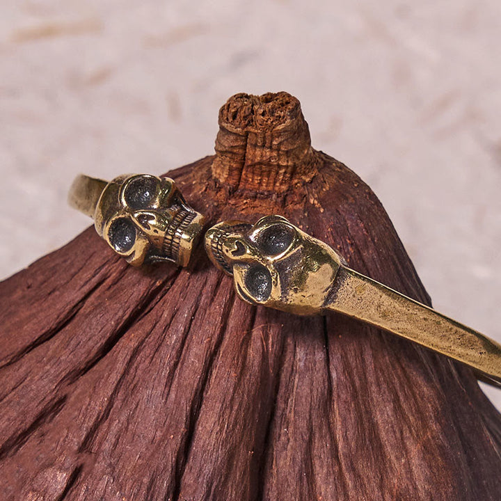 Pulsera brazalete con Buddha Stones, el señor del bosque de cadáveres, cobre, latón, doble calavera, para mantener alejados a los malos espíritus
