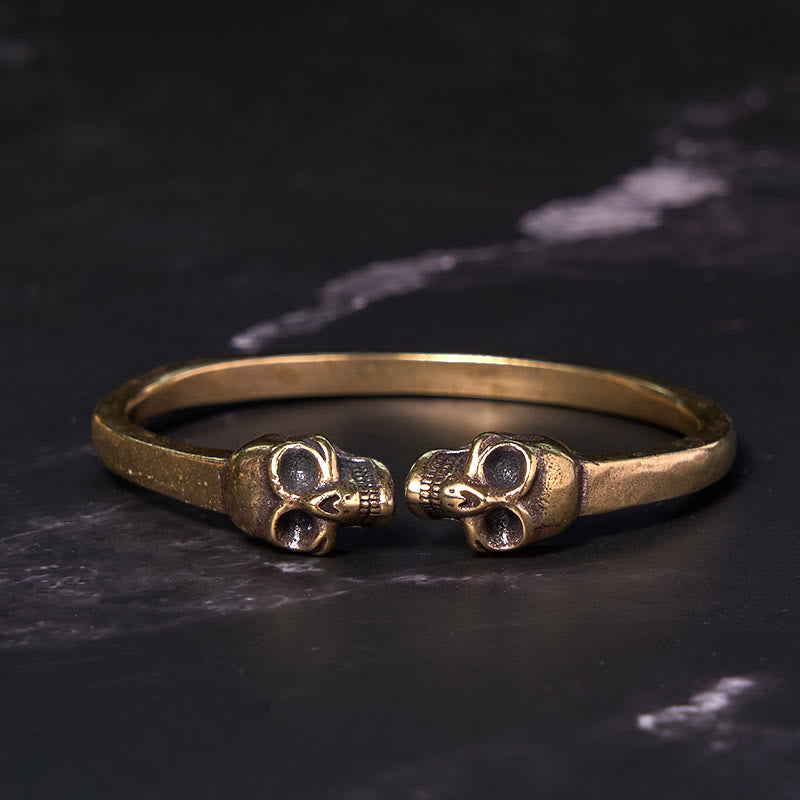 Pulsera brazalete con Buddha Stones, el señor del bosque de cadáveres, cobre, latón, doble calavera, para mantener alejados a los malos espíritus