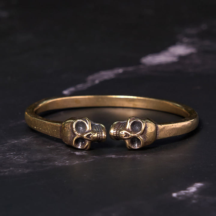 Pulsera brazalete con Buddha Stones, el señor del bosque de cadáveres, cobre, latón, doble calavera, para mantener alejados a los malos espíritus
