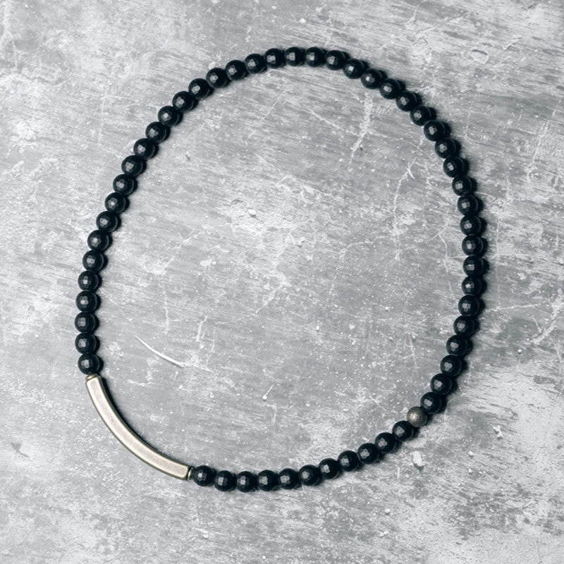 Pulsera protectora de doble vuelta con Buddha Stones, superficie cortada esmerilada, ónix negro, cobre y latón