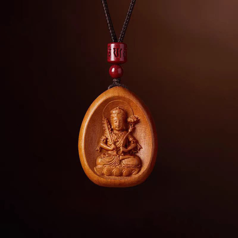 Colgantes de collar con cuerda negra con cinabrio, madera de durazno y Buddha Stones, Om Mani Padme Hum, zodiaco chino - Tigre de madera de durazno y buey - image 15