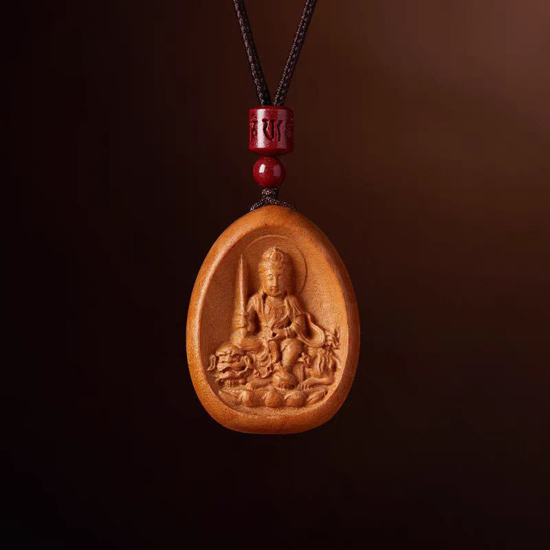 Colgantes de collar con cuerda negra con cinabrio, madera de durazno y Buddha Stones, Om Mani Padme Hum, zodiaco chino - Conejo de madera de durazno - image 16
