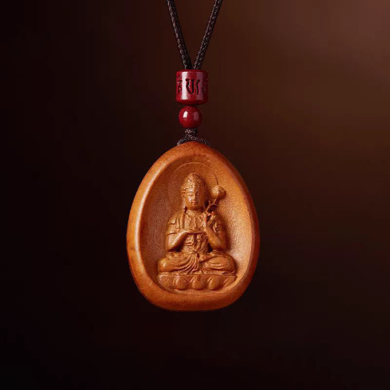 Colgantes de collar con cuerda negra con cinabrio, madera de durazno y Buddha Stones, Om Mani Padme Hum, zodiaco chino - Caballo de madera de durazno - image 17