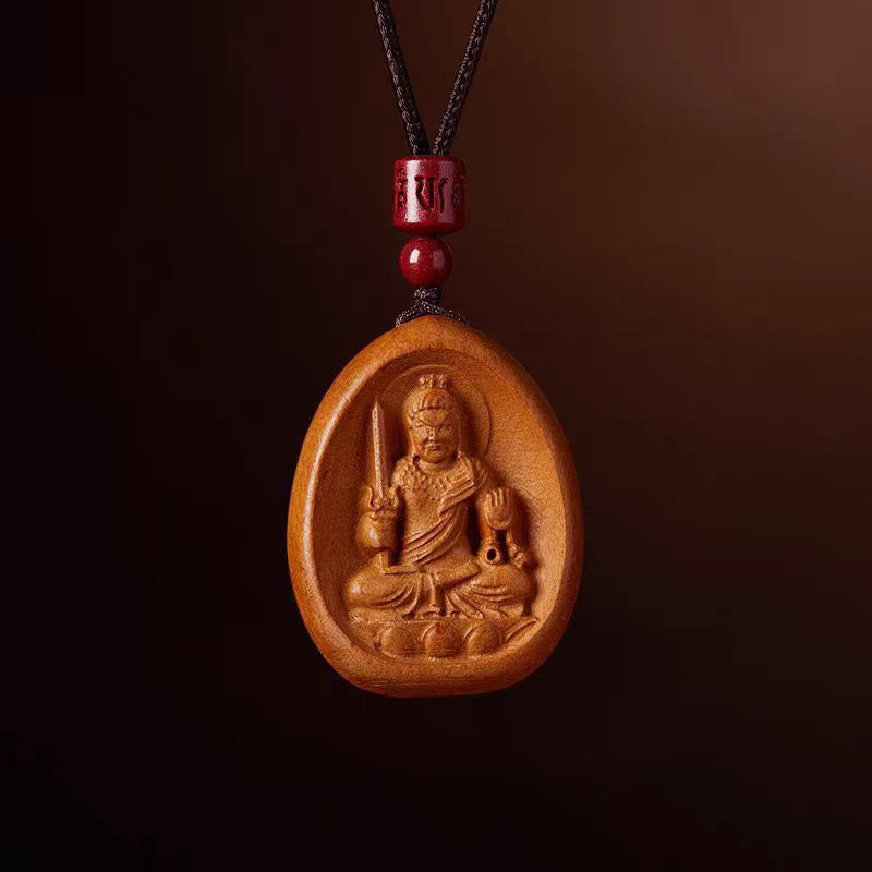 Colgantes de collar con cuerda negra con cinabrio, madera de durazno y Buddha Stones, Om Mani Padme Hum, zodiaco chino - gallo de madera de durazno - image 19