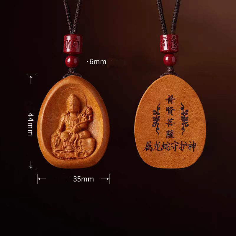 Colgantes de collar con cuerda negra con cinabrio, madera de durazno y Buddha Stones, Om Mani Padme Hum, zodiaco chino - image 13