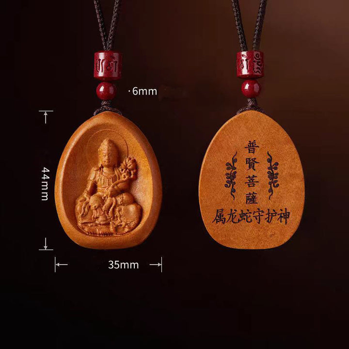 Colgantes de collar con cuerda negra con cinabrio, madera de durazno y Buddha Stones, Om Mani Padme Hum, zodiaco chino - image 13