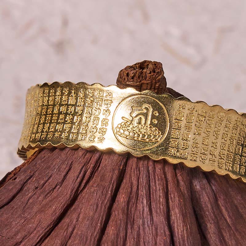 Pulsera de cobre y latón con mantra de gran compasión y Buddha Stones para el cuidado personal