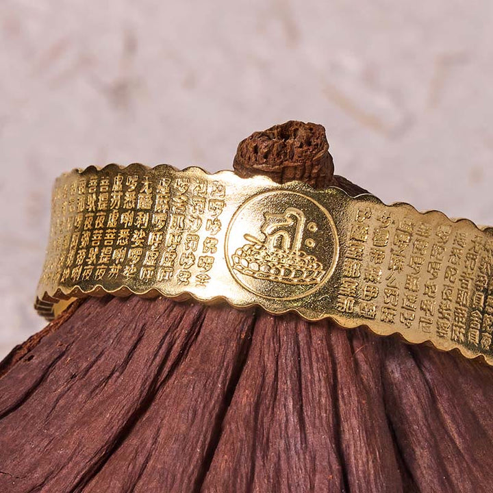 Pulsera de cobre y latón con mantra de gran compasión y Buddha Stones para el cuidado personal