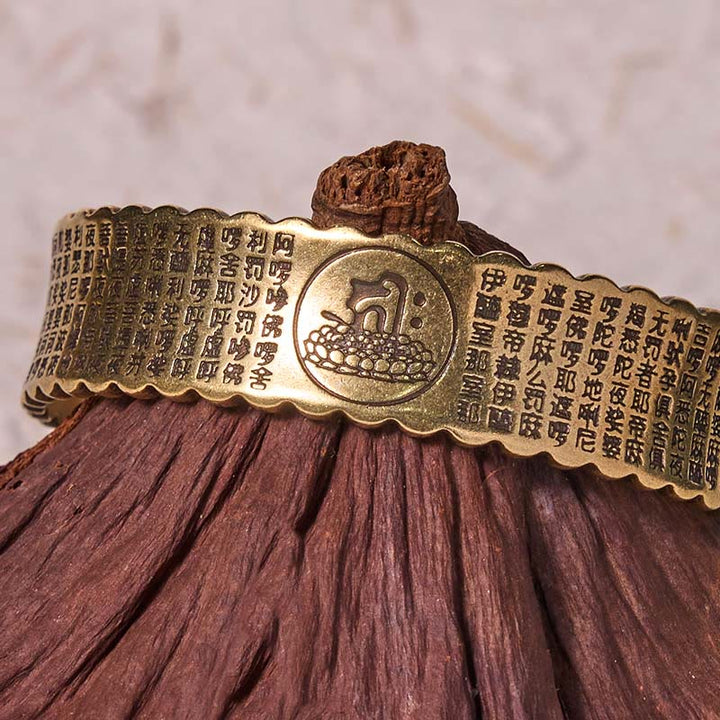 Pulsera de cobre y latón con mantra de gran compasión y Buddha Stones para el cuidado personal