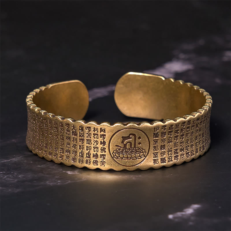 Pulsera de cobre y latón con mantra de gran compasión y Buddha Stones para el cuidado personal