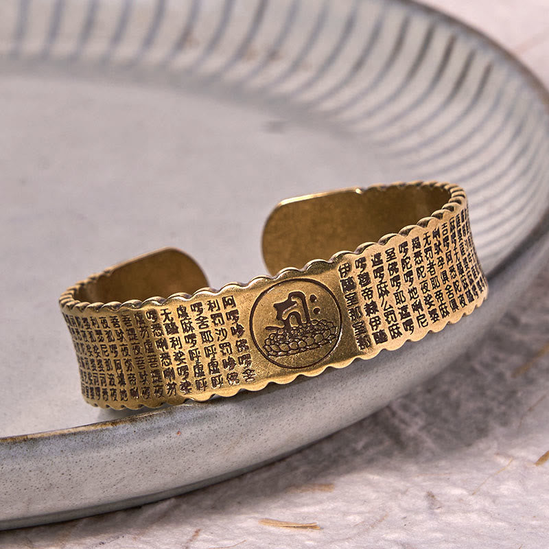 Pulsera de cobre y latón con mantra de gran compasión y Buddha Stones para el cuidado personal