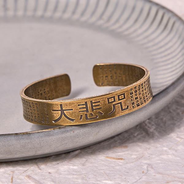 Pulsera de cobre y latón con mantra de gran compasión y poder de la suerte con Buddha Stones