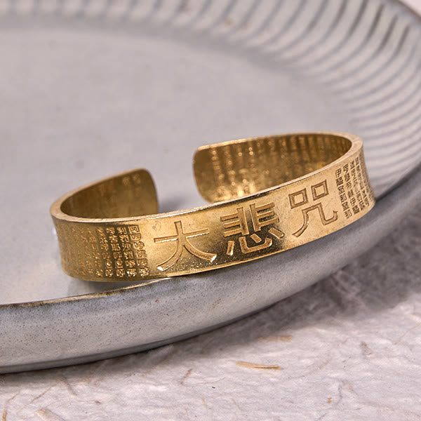Pulsera de cobre y latón con mantra de gran compasión y poder de la suerte con Buddha Stones