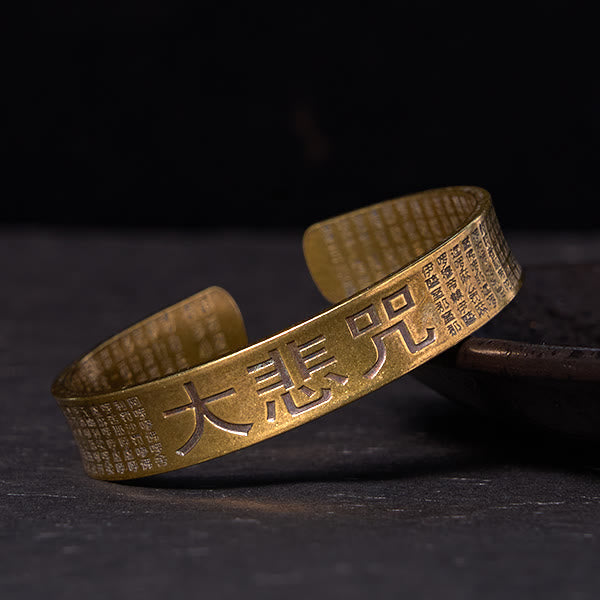 Pulsera de cobre y latón con mantra de gran compasión y poder de la suerte con Buddha Stones
