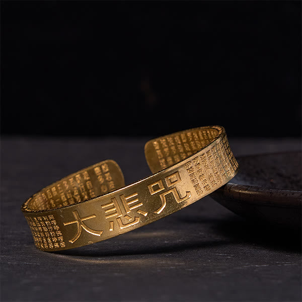 Pulsera de cobre y latón con mantra de gran compasión y poder de la suerte con Buddha Stones