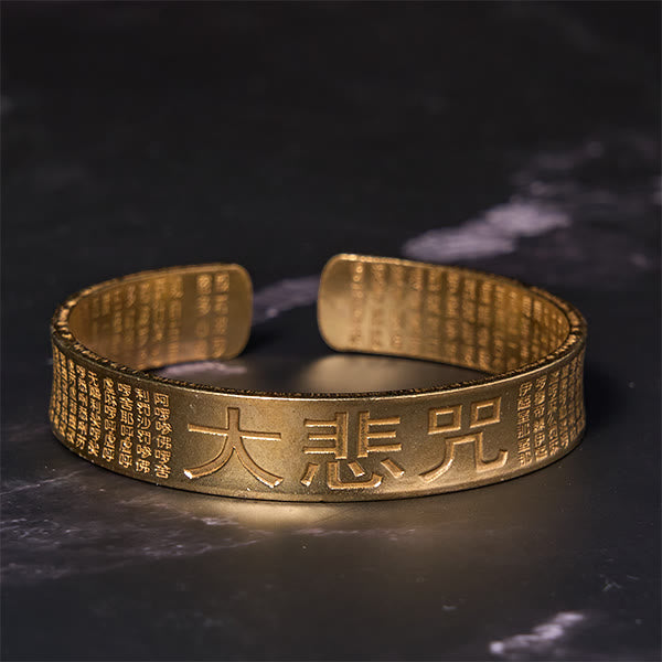 Pulsera de cobre y latón con mantra de gran compasión y poder de la suerte con Buddha Stones