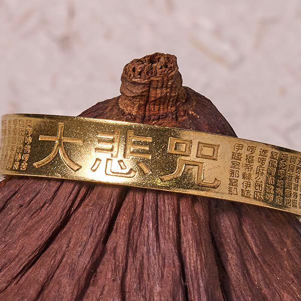 Pulsera de cobre y latón con mantra de gran compasión y poder de la suerte con Buddha Stones