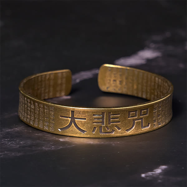 Pulsera de cobre y latón con mantra de gran compasión y poder de la suerte con Buddha Stones