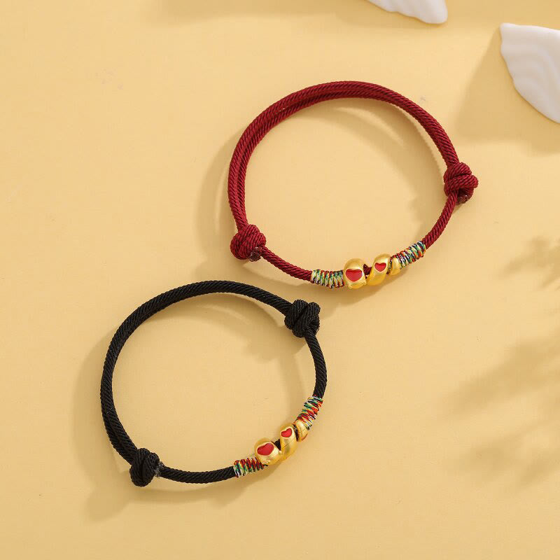 Pulsera trenzada de protección del año de la serpiente con hilo rojo y aleación de cobre y Buddha Stones