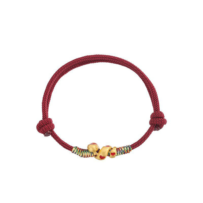 Pulsera trenzada de protección del año de la serpiente con hilo rojo y aleación de cobre y Buddha Stones