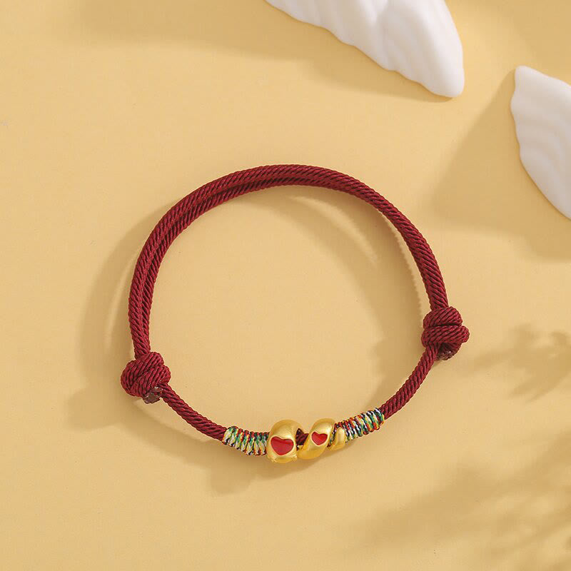 Pulsera trenzada de protección del año de la serpiente con hilo rojo y aleación de cobre y Buddha Stones