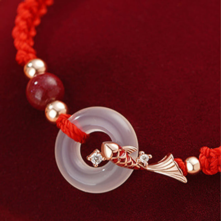 Pulsera de pareja positiva con cadena trenzada de plata de ley 925 con hebilla de paz de calcedonia hecha a mano y piedras de Buddha Stones - image 9