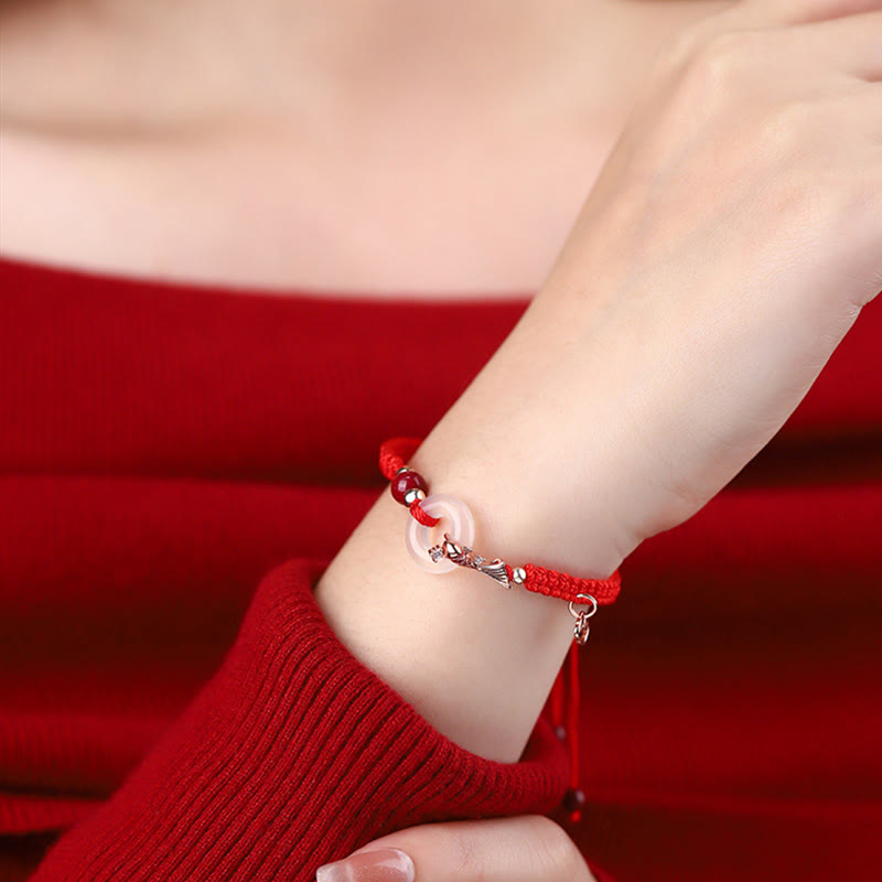 Pulsera de pareja positiva con cadena trenzada de plata de ley 925 con hebilla de paz de calcedonia hecha a mano y piedras de Buddha Stones - image 10