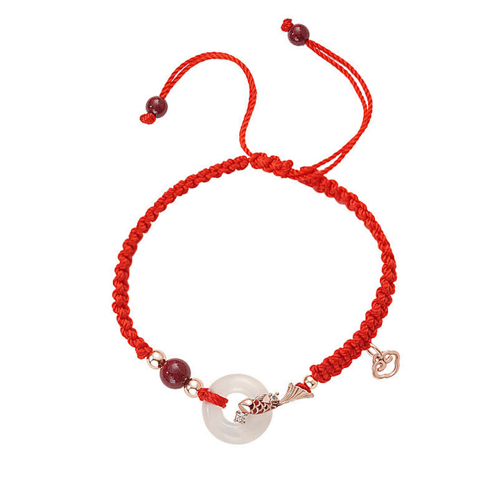 Pulsera de pareja positiva con cadena trenzada de plata de ley 925 con hebilla de paz de calcedonia hecha a mano y piedras de Buddha Stones - image 11