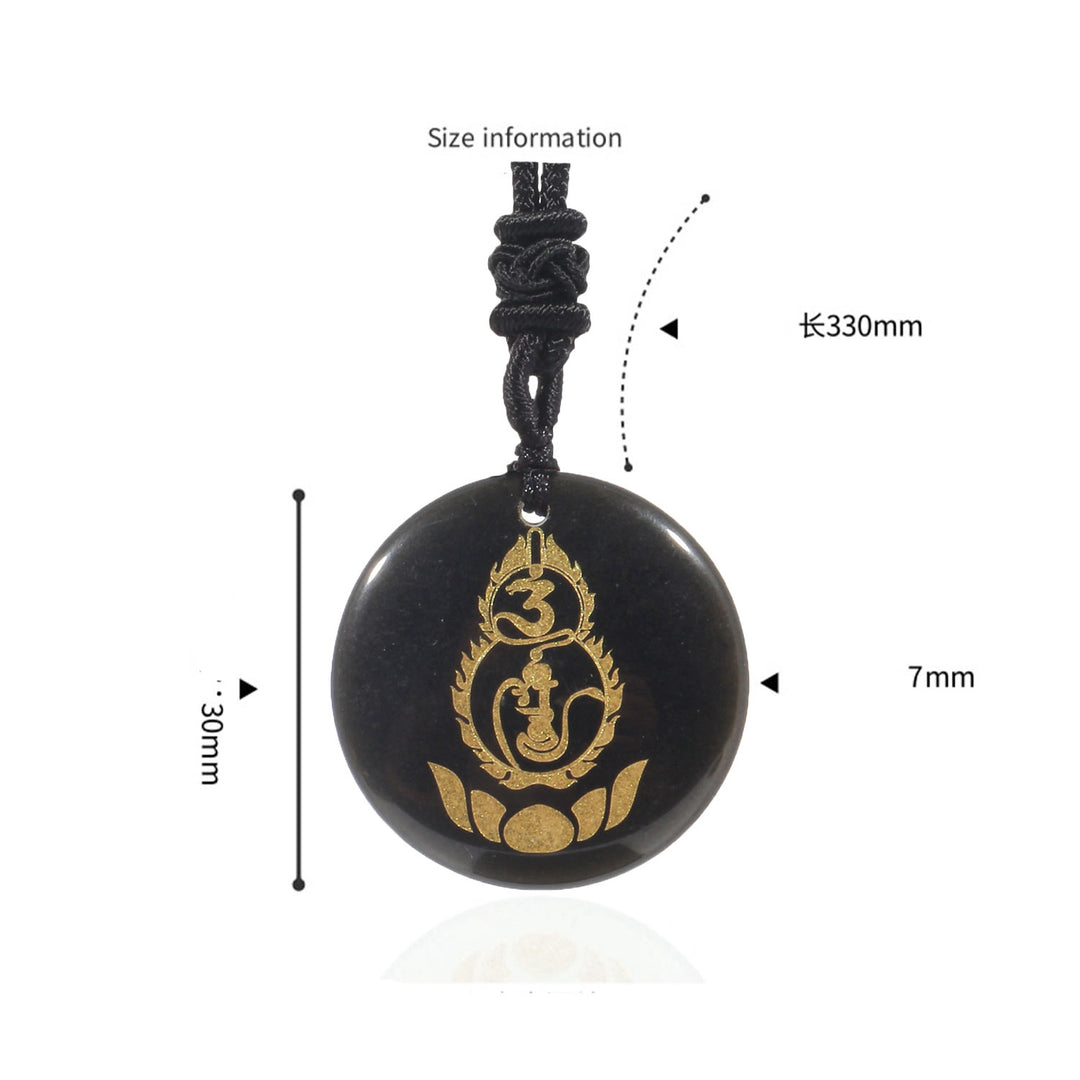 Colgante de collar con diseño de pedestal de loto y calabaza con Buddha Stones, protección Vajra, mantra, varios cristales naturales, obsidiana negra - image 2