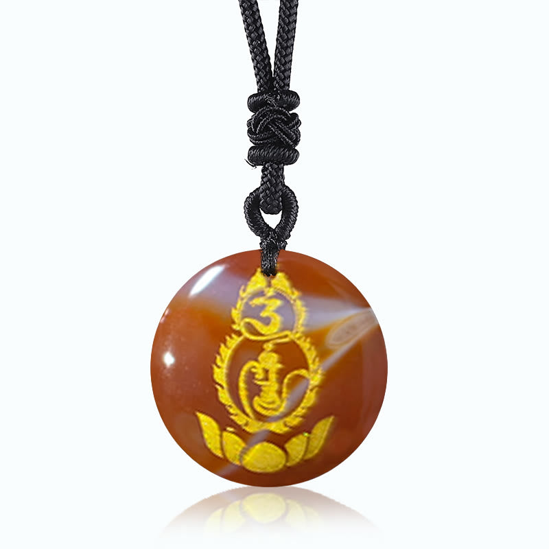 Colgante de collar con diseño de pedestal de loto y calabaza con Buddha Stones, protección Vajra, mantra, varios cristales naturales, obsidiana negra - Ágata roja - image 13