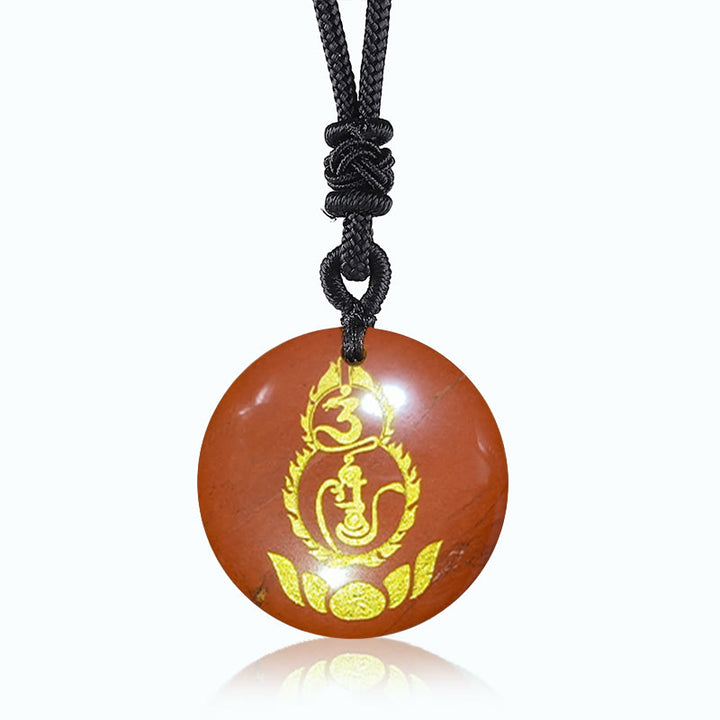 Colgante de collar con diseño de pedestal de loto y calabaza con Buddha Stones, protección Vajra, mantra, varios cristales naturales, obsidiana negra - Piedra roja - image 11