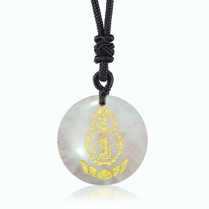 Colgante de collar con diseño de pedestal de loto y calabaza con Buddha Stones, protección Vajra, mantra, varios cristales naturales, obsidiana negra - Ágata blanca - image 7