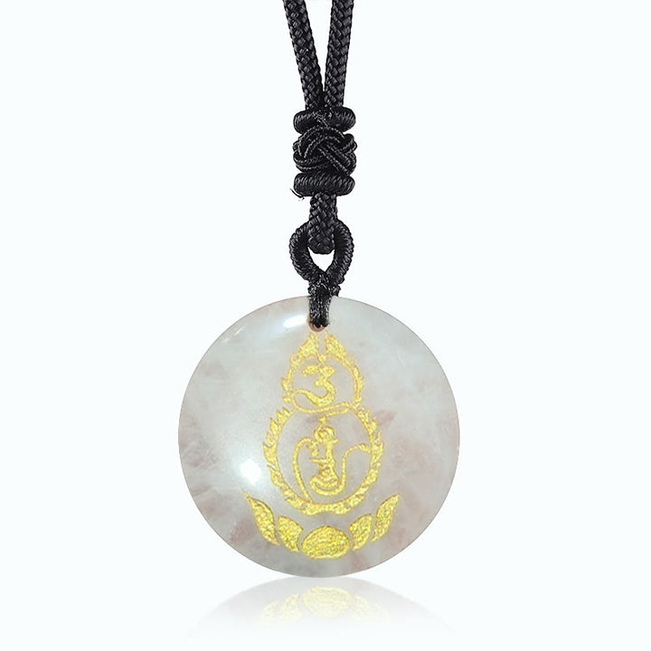 Colgante de collar con diseño de pedestal de loto y calabaza con Buddha Stones, protección Vajra, mantra, varios cristales naturales, obsidiana negra - Ágata blanca - image 7
