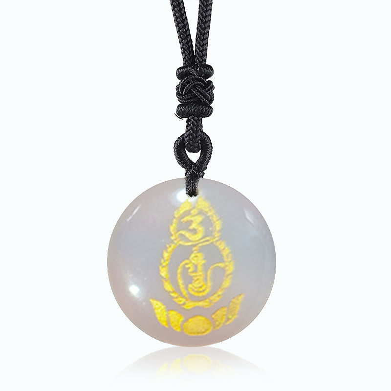 Colgante de collar con diseño de pedestal de loto y calabaza con Buddha Stones, protección Vajra, mantra, varios cristales naturales, obsidiana negra - Cristal blanco - image 9
