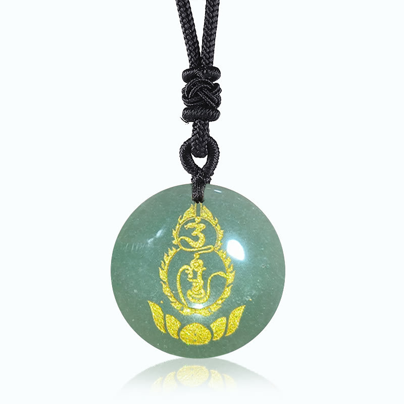 Colgante de collar con diseño de pedestal de loto y calabaza con Buddha Stones, protección Vajra, mantra, varios cristales naturales, obsidiana negra - Aventurina verde - image 5