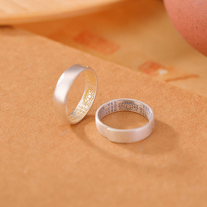Anillo de iluminación ajustable con seis palabras verdaderas "Om Mani Padme Hum" y loto en plata de ley 999 con Buddha Stones - image 3