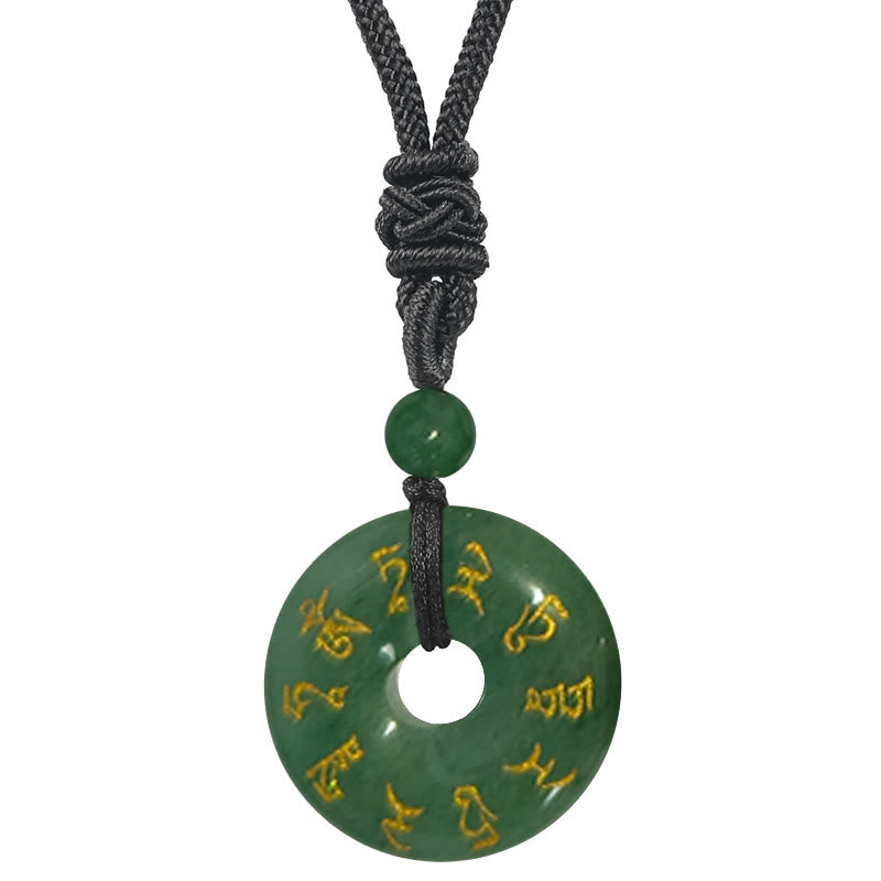 Collar con colgante de obsidiana negra con cristales naturales de varios tipos y Buddha Stones con mantra de Tara verde - Aventurina verde - image 12