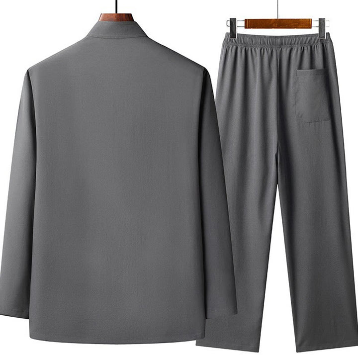 Traje Fu Tang bordado de Año Nuevo chino con Buddha Stones, conjunto de pantalones y camiseta de manga larga de Hanfu para hombre - image 5