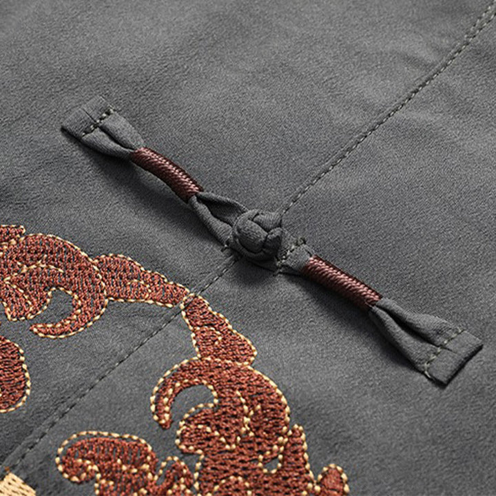 Traje Fu Tang bordado de Año Nuevo chino con Buddha Stones, conjunto de pantalones y camiseta de manga larga de Hanfu para hombre - image 7