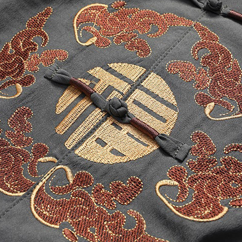 Traje Fu Tang bordado de Año Nuevo chino con Buddha Stones, conjunto de pantalones y camiseta de manga larga de Hanfu para hombre - image 8