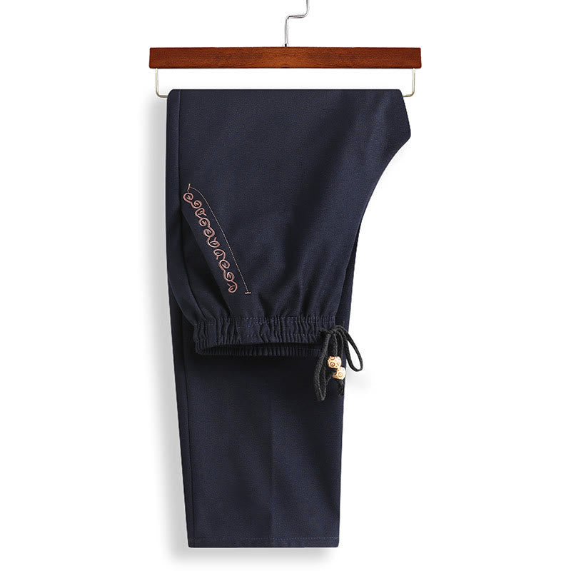 Traje Tang bordado con Buddha Stones para Año Nuevo chino, uniforme tradicional Hanfu, camiseta de manga larga, pantalones, conjunto para hombre - image 3